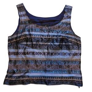 Positive Attitude Vintage Metallic Geometric Tank Top Size 8 Blue Silver Y2K‎